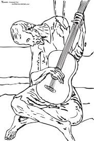 Blue Guitar By Pablo Picasso Coloring Page From Pablo Picasso Category Select From 24873 Printable Crafts Of Carto Picasso Coloring Picasso Paintings Drawings