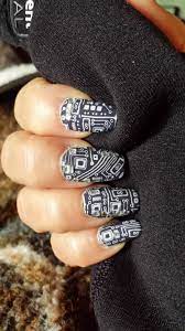 Circuit Board Nails Stamping Polish Over Gel Polish On Acrylic With Clear Shaped Rhinestones And Clear Topcoat Nails Gel Polish Gel
