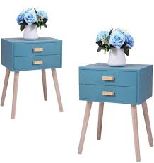 Check spelling or type a new query. Amazon Com Jaxpety Set Of 2 Nightstand 2 Drawers Wood Bedside End Table Storage Cabinet Mid Century Modern Style For Bedroom Living Room Office 24 8 H Accent Side Table Light Blue Kitchen Dining