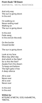 #dusktill dawn #zayn #dusktilldawnlyrics #rinkokolyricsfacebook: Uzivatel å¾è¡Œmetal Na Twitteru When Did They Upload The Lyrics Of From Dusk Till Dawn It S On Apple Music Babymetal