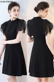 Chic Black Short Formal Party Dress With Puffy Sleeves Black Dresses Classy Formal Party Dress Tulle Dress Short