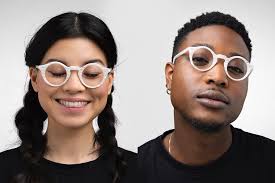 Ando white round glasses