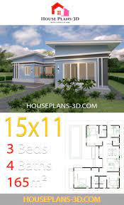 House Plans 15x11 With 3 Bedrooms Slope Roof House Plans 3d Affordable House Plans House Roof Small House Design Plans
