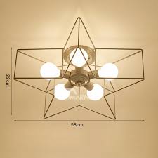 Pentagram Star Ceiling Light Fixtures Children S Room Bedroom Modern Wrought Iron White Yellow Gold