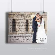 Wedding Photo With Song Lyrics Wall Art Print Or Canvas Etsy Paper Gifts Anniversary Wedding Mementos Paper Anniversary