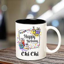 Buy Huppme Happy Birthday Chi Chi Inner Black Coffee Name Mug Online at Low  Prices in India - Amazon.in