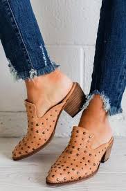 Cara Studded Mules Whiskey In 2020 Mules Mules Outfit Work Shoes Women
