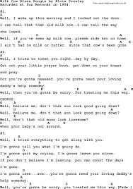 Milk Cow Blues Boogie By Elvis Presley Lyrics And Chords