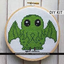 amazon com cute cthulhu counted cross stitch diy kit