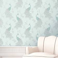 Birds Wallpaper Floral Metallic Glitter Ebay In 2020 Peacock Wallpaper Teal Wallpaper Duck Egg Blue Wallpaper