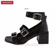Style Nanda Buckled Ankle Strap Block Heel Sandals 1ea Available Now At Beauty Box Korea