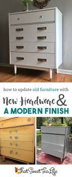 Mid Century Modern Dresser Makeover With A Modern Finish By That Sweet Tea Life Furnitu White Painted Furniture Furniture Makeover Painted Furniture For Sale