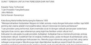 Inilah Surat Terbuka Mahasiswa Natuna Untuk Presiden Jokowi