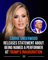 I love our country and am honored to have been asked to sing at the  inauguration and to be a small part of this historic event." -Carrie  Underwood Read her full statement
