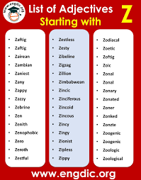 Adjectives That Start With Z To Describe A Person In 2021 Adjectives Good Adjectives Positive Adjectives