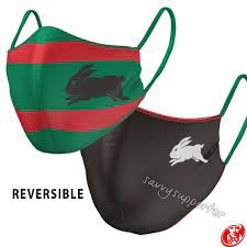 Face masks must be worn when indoors (other than your own home) and on public transport in greater sydney (including the central coast, wollongong and the blue mountains), including taxis and rideshare services, under nsw regulations that will apply until at least 8 may 2021. South Sydney Rabbitohs 2021 Nrl Reversible Face Mask Savvysupporter