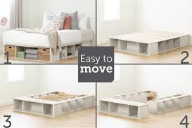 Who doesn't need more storage? Oak White Queen Storage Platform Bed With 2 Baskets Avilla Platform Bed With Storage Diy Storage Bed Bed Frame With Storage