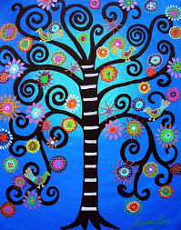 Tree Of Life By Pristine Cartera Turkus Mexican Folk Art Painting Mexican Paintings Mexican Art