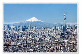 Tokyo Skyline With Mt Fuji And Skytree And Shinjuku Posters And Prints Posterlounge Com