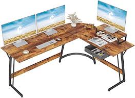 Upper and lower cross bars provide stability, and a nice foot rest. Amazon Com Cubicubi Modern L Shaped Desk Computer Corner Desk 59 1 Home Office Writing Study Workstation With Small Table Space Saving Easy To Assemble Kitchen Dining