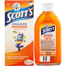 Scott's emulsion has shown up to 2 times better absorption of dha, and with vitamin a and vitamin d to support healthy immune function. Scott S Emulsion Cod Liver Oil Orange 100ml Clicks