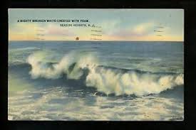 Details About Seaside Heights New Jersey Nj Vintage Postcard Linen Wave Breaker View Tichnor