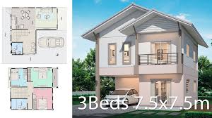 Parents and two children, a couple with an elderly parent and perhaps a caretaker, an. House Design Plan 7 5x7 5m With 3 Bedrooms Home Ideas