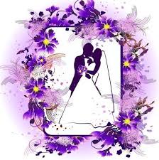 Free Vector Wedding Photo Frame With Purple Floral Border Titanui Framed Wedding Photos Graphic Design Art Free Clip Art