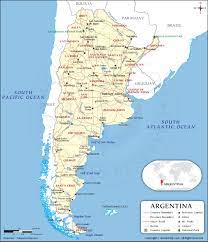 Argentina is located in the southern part of south america, and takes up most of the bottom half, leaving chile clinging only to the narrow western slopes of the andes. Argentina Map