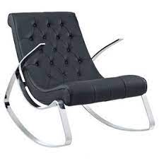 defined by a sleek chrome plated frame and reclined design this tufted faux leather rocking chair offers contemporary style for your living room or de wingchair