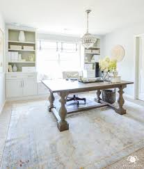 Hide Computer Cords When Your Desk Is In The Center Of The Room Kelley Nan Dining Room Office Farmhouse Dining Room Home Office Design