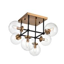 Shop west elm for modern flush mount lighting. Modern 6 Lamp Flush Ceiling Light Black Antique Gold Clear Glass
