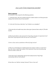 Joy Luck Club Response Packet