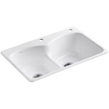 Here, the best kitchen sinks across all styles and budgets. Kohler Langlade Smart Divide Drop In Cast Iron 33 In 2 Hole Double Bowl Kitchen Sink In White K 6626 2 0 The Home Depot