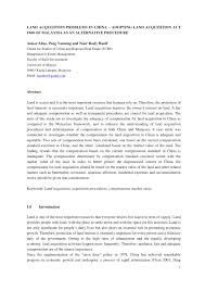 Tansi land acquisition case (or tansi case) was a sensational case against j. Pdf Land Acquisition Problems In China Adopting Land Acquisition Act 1960 Of Malaysia As An Alternative Procedure