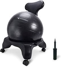 Balance Ball Chair With Back Support For Home And Office W Exercise Ball Pump Removable Back Lockable Wheels Amazon Ca Sports Outdoors