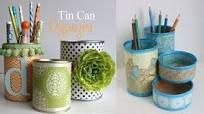 DIY crafts:How to recycle tin cans to make a pencil holder or desk  organiser 2020 craft