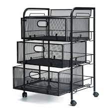 Rolling kitchen cart kitchen island Mind Reader Metal Rolling File Cart With Drawers For Kitchen Target