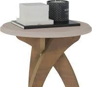 Artely Jade End Table, Off White with Pine Brown - W 50 cm x D 50 cm x H  51.5 cm