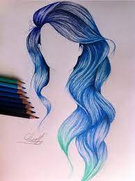 Mermaid Hair Color Drawing Hair Blue Wavy Long Hair Fun To Draw Colorful Drawings Mermaid Drawings Art Drawings