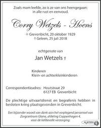 Corry Wetzels Hoens 25 07 2018 Overlijdensbericht En Condoleances Mensenlinq Nl Condoleances Rouwkaart Begrafenis