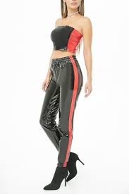 Black And White Striped Pants Forever 21 Side Striped Vinyl Joggers Forever21 Tops Womens Dress Pants Shiny Clothes