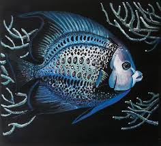 Angelfish Tempera On Paper Prepared With Acrylic Background Original Painting Pesce Angelo Pesce Ad Acquerello Arte Pesce