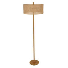 Floor lamp with 3 shelves for storage or display. Shore 2 Light Floor Lamp In Tan Rattan