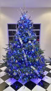 Cobalt Blue Christmas Tree In 2020 Blue Christmas Tree Blue Christmas Tree Decorations Colorful Christmas Tree
