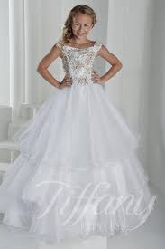Check Out The Deal On Tiffany Princess 13406 Girls Ball Gown At French Novelty In 2020 White Pageant Dresses Girls Ball Gown Little Girl Dresses