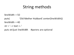 Learning Ruby Methods We Ve Seen Several So Far Puts Gets Chomp To S And Even And Usually Use Dot Notation Is Really Just A Shortcut Ppt Download