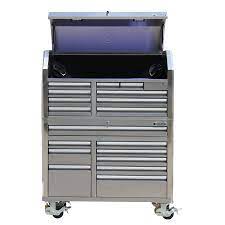 Kobalt 53 In W X 68 7 In H 18 Drawer Stainless Steel Rolling Tool Cabinet Stainless Steel Lowes Com Garage Tool Organization Tool Cabinet Stainless Steel Tools