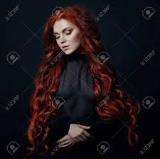 She has such lovely red hair and blue ey. Portrait Of Redhead Sexy Woman With Long Hair On Black Background Stock Photo Picture And Royalty Free Image Image 94423100
