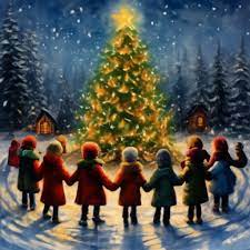Хоровод детей вокруг новогодней елки…» — создано в Шедевруме